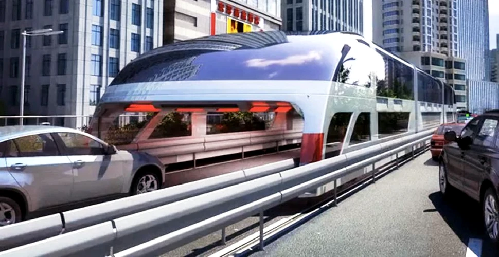 Mega autobuzul chinezesc care permite automobilelor să circule dedesubtul lui – VIDEO