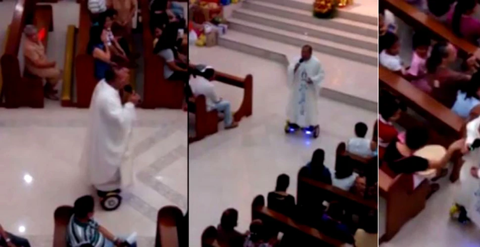 Hoverboard-ul, instrumentul exterm de popular pentru un preot în timpul unei slujbe – VIDEO