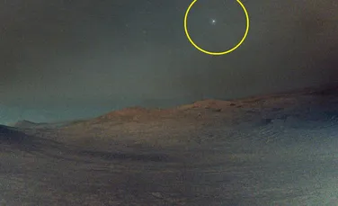 Unul dintre cei doi sateliți naturali ai lui Marte, fotografiat chiar de pe suprafața marțiană