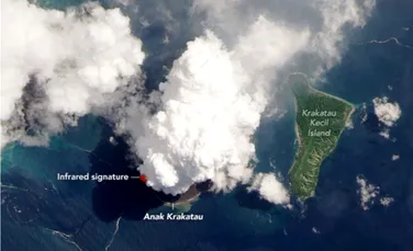 Imagini impresionante din satelit cu erupţia continuă a vulcanului Anak Krakatau din Indonezia