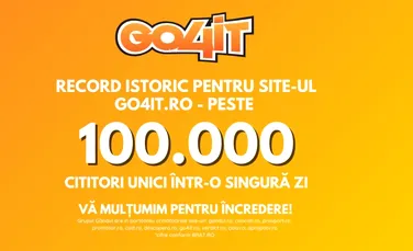 OFICIAL. Record istoric pentru site-ul go4it.ro – peste 100.000 de cititori unici într-o singură zi