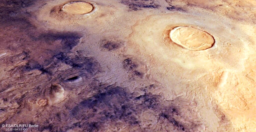Un complex de cratere de pe Marte prezintă dovezi ale gheții. Imagini impresionante de la ESA