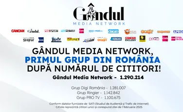 Gândul Media Network este, din nou, grupul nr. 1 din România!