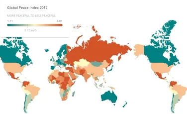 Harta mondială a păcii. Care sunt cele mai periculoase ţări din lume