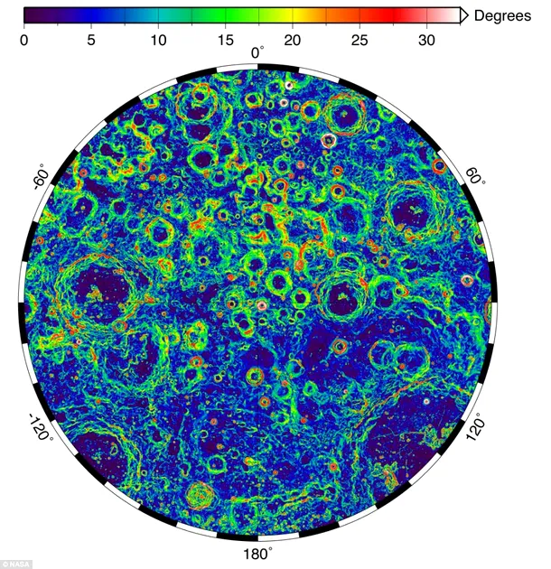 Lunar Orbiter Laser Altimeter, de la bordul sondei LRO, măsoară distanţa până la suprafaţa Lunii, oferind o hartă cu formele de relief