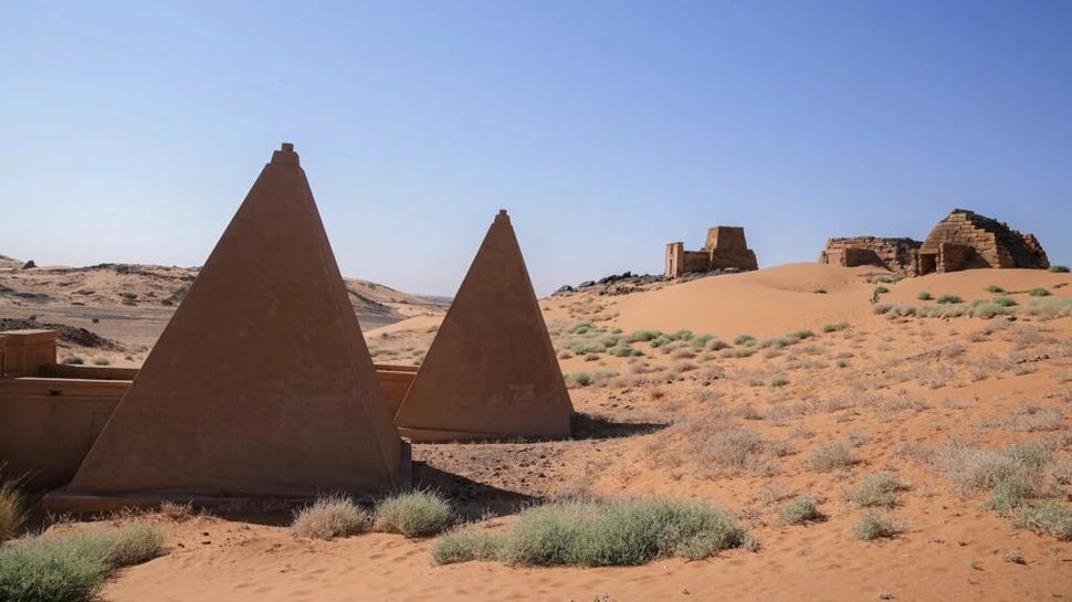 Piramidele din Meroe, unice în lume prin arhitectura lor, în pericol din cauza războiului din Sudan