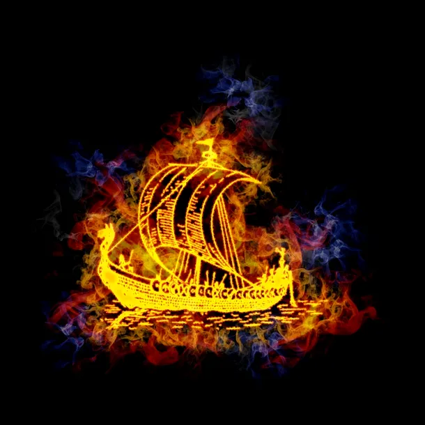 Corabie vikingă în flăcări