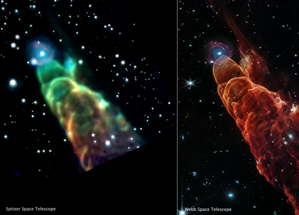 O „tornadă cosmică” a fost surprinsă de Telescopul Webb