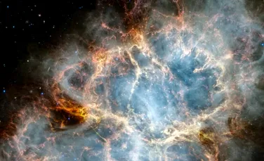 Nebuloasa Crabului, observată în detaliu fără precedent cu Telescopul Webb
