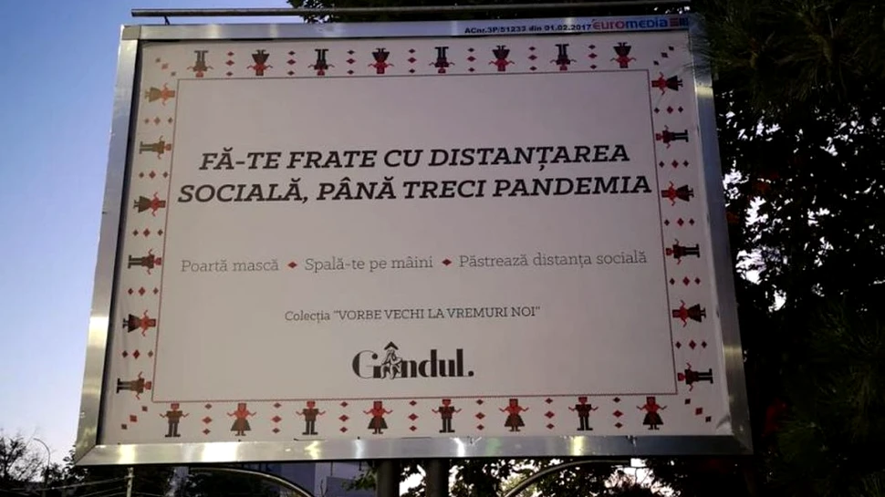 Grupul Gândul lansează o campanie outdoor de conștientizare a purtării măștilor în contextul pandemiei de Covid-19