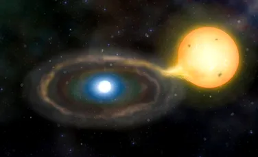 O stea dintr-un sistem binar îşi canibalizează steaua parteneră