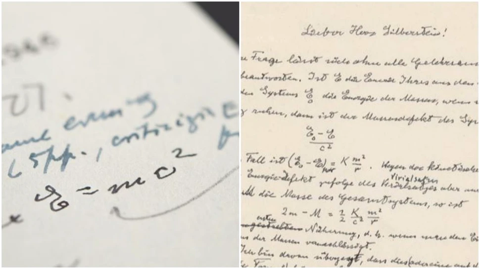 O scrisoare trimisă de Albert Einstein unui rival, care conține faimoasa ecuație E=mc2, vândută cu 1,2 milioane de dolari