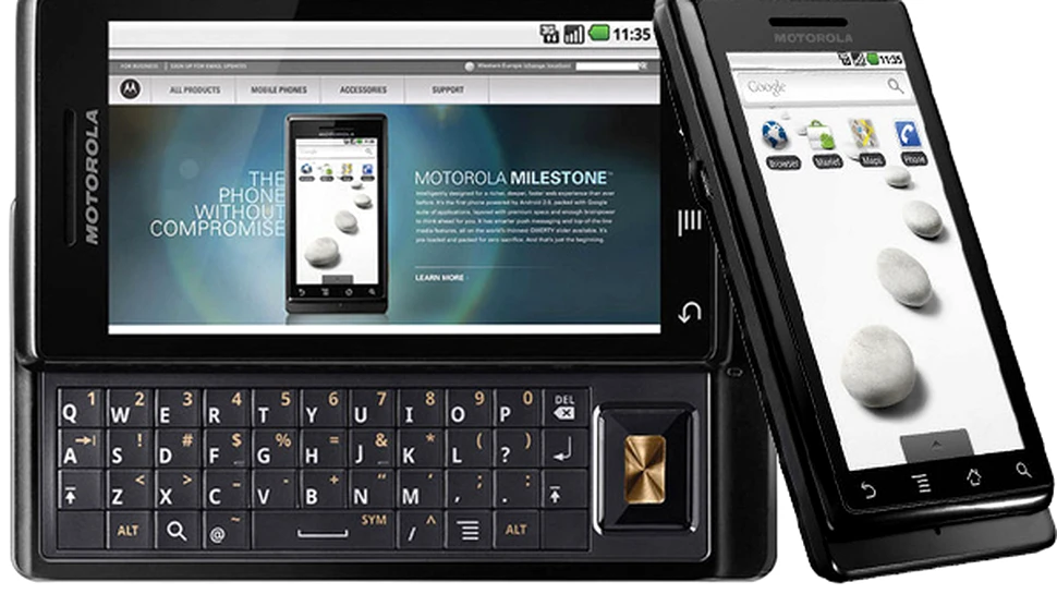 Telefonul inteligent Motorola Milestone, cu sistem de operare Android, a ajuns in Romania!