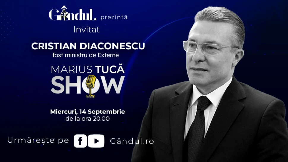 Marius Tucă Show începe miercuri, 14 septembrie, de la ora 20.00, live pe gândul.ro