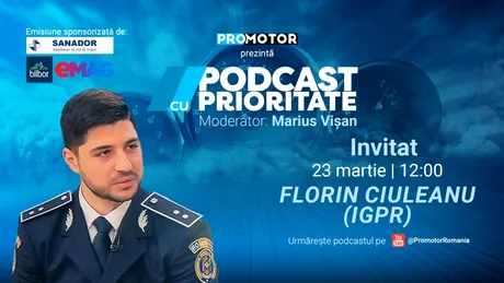 Florin Ciuleanu (IGPR) vine la „Podcast cu Prioritate” #94 by ProMotor. Despre radarele fixe din e-SIGUR, cum poți reclama un șofer agresiv, legislație rutieră și siguranță în trafic