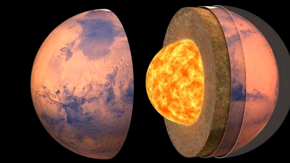 O hartă detaliată cu structura internă a planetei Marte, dezvăluită pentru prima oară
