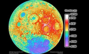 A fost creată o nouă hartă topografică a Lunii, cu cea mai mare rezoluţie atinsă până acum