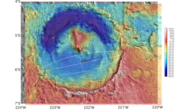 Craterul Gale - locul unde Curiosity îşi desfăşoară cercetările.