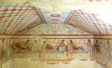 Un mormânt cu picturi uimitoare a fost scos la lumină într-o necropolă etruscă
