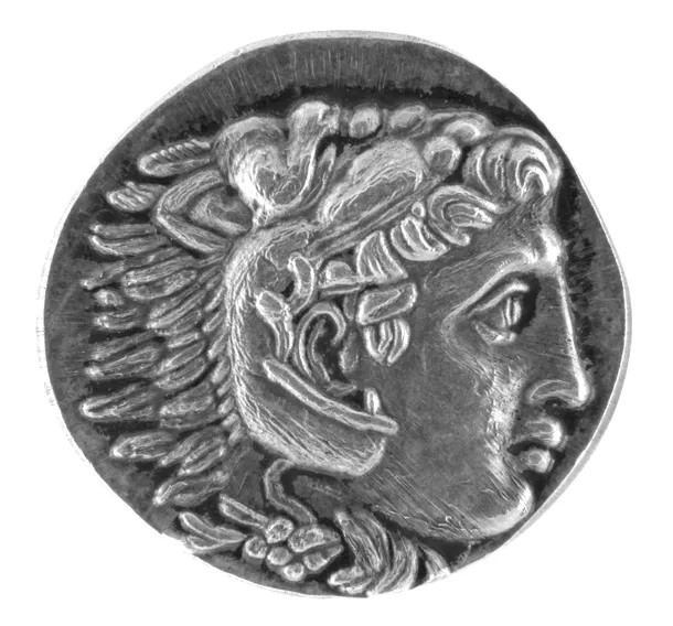 Monedă antică cu chipul lui Alexandru Macedon