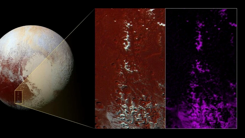 Când zăpada nu este din apă: spectacolul înghețat și roșiatic de pe Pluto