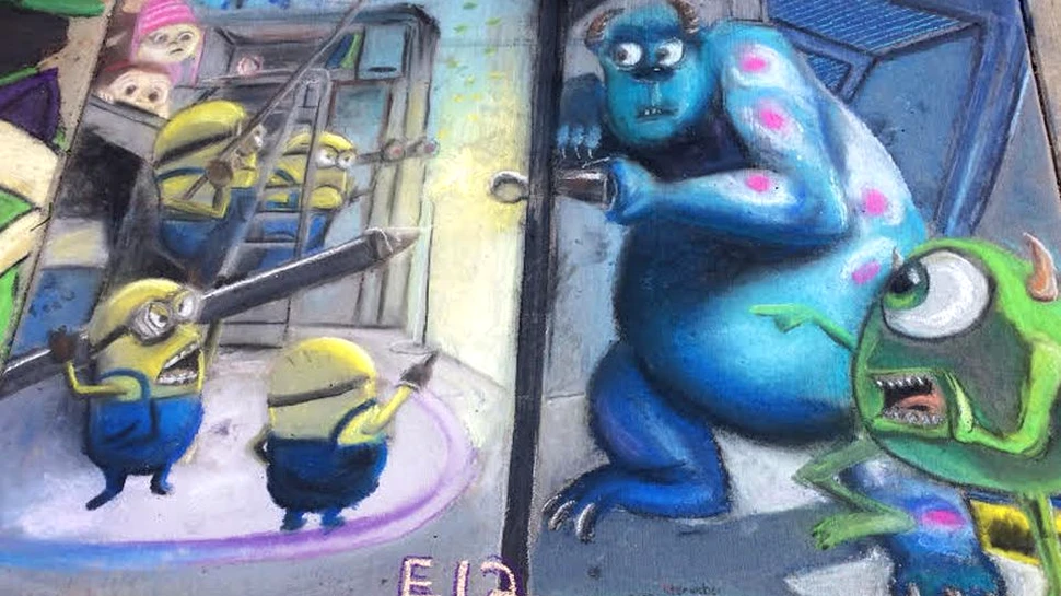 Record Guinness: Cea mai mare suprafaţă din asfalt decorată cu desene – VIDEO
