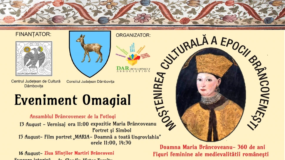 Omagiu Maria Brâncoveanu – 360 de ani