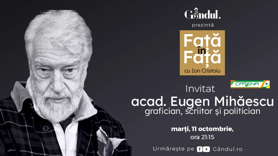 „Față în față cu Ion Cristoiu” începe marți, 11 octombrie, de la ora 21.15