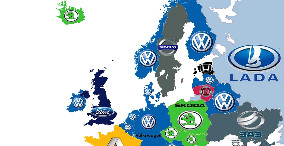 Harta preferinţelor auto: care a fost cea mai vândută maşină în 2013 în fiecare ţară din Europa? (INFOGRAFIC)