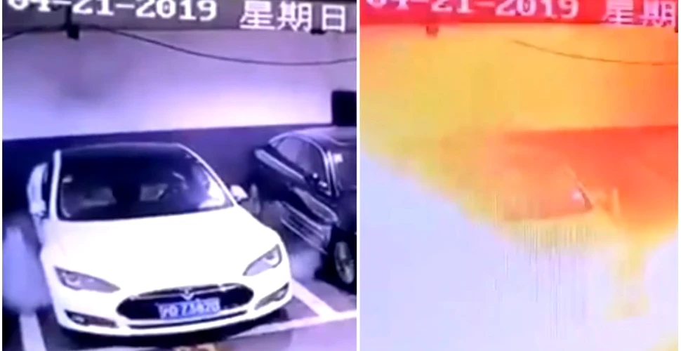 Motivul pentru care a luat foc maşina Tesla filmată într-o parcare subterană din Shanghai