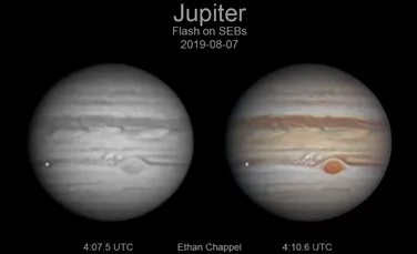 Un astrofotograf a surprins impactul unui posibil meteor cu suprafaţa planetei Jupiter