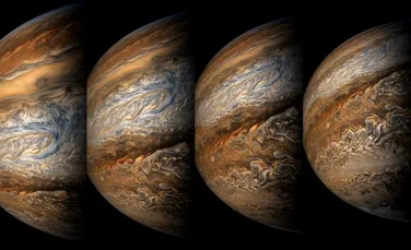 Sonda Juno a realizat imagini uimitoare cu turbulenţele norilor de pe Jupiter