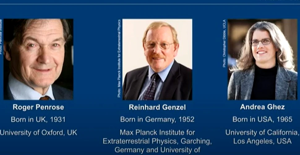 Laureații Nobelului pentru Fizică 2020 sunt Roger Penrose, Reinhard Genzel și Andrea Ghez