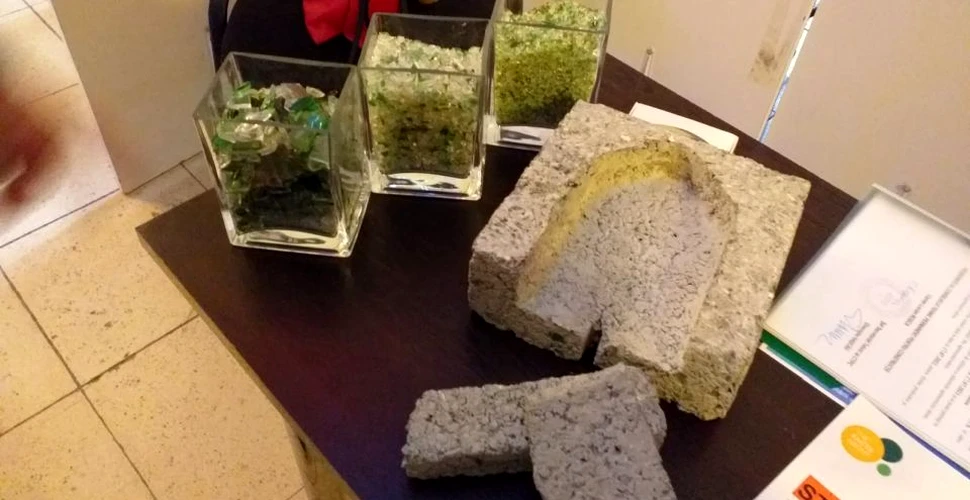 Cărămidă ecologică din granule de sticlă reciclată, inventată de un român