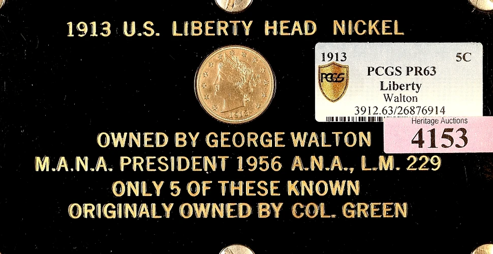 O monedă de cinci cenţi creată în glumă în 1912 a fost vândută pentru 3,17 milioane de dolari