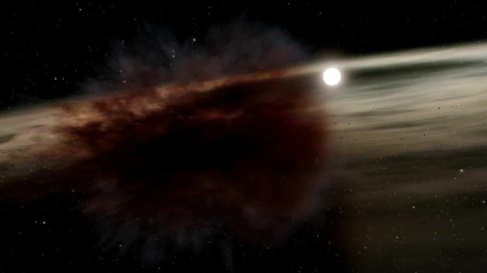 Un nor de praf uriaș, creat în urma unei coliziuni masive, observat de cercetătorii de la NASA