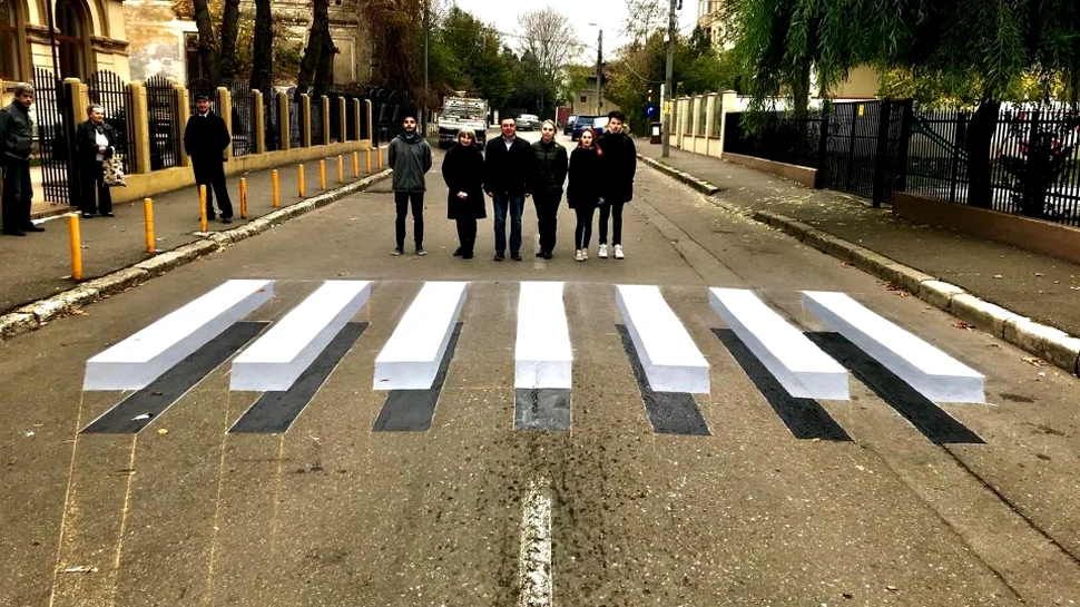 Se poate şi în România! Prima trecere de pietoni 3D a fost realizată şi inaugurată în numai câteva zile