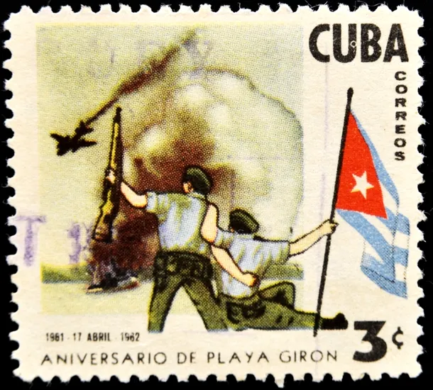 Una dintre numeroasele mărci poştale care omagiază respingerea americanilor de către cubanezi