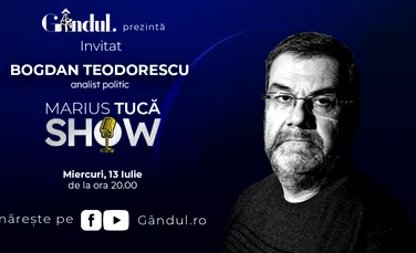 Marius Tucă Show începe miercuri, 13 iulie, de la ora 20.00, live pe gandul.ro