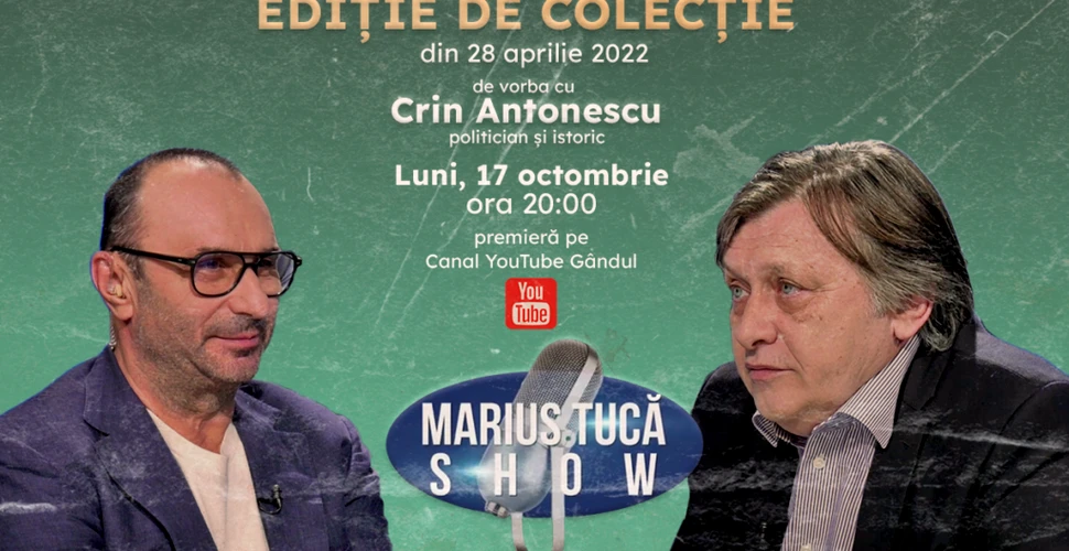Marius Tucă Show începe luni, 17 octombrie, de la ora 20.00, live pe gândul.ro cu o nouă ediție de colecție