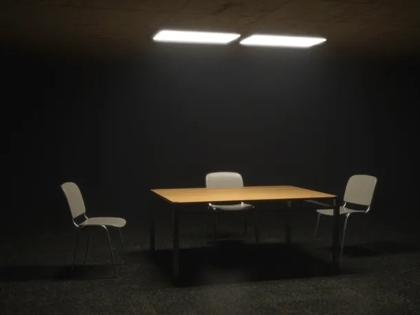 O cameră de interogare şi anchetare dintr-o clădire care a aparţinut Stasi