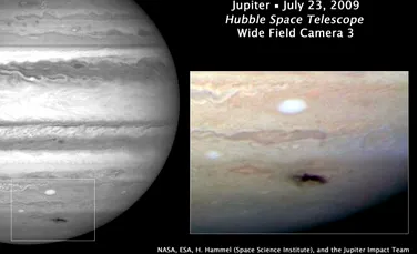 Hubble a surprins o coliziune rara pe suprafata lui Jupiter