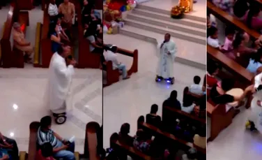 Hoverboard-ul, instrumentul exterm de popular pentru un preot în timpul unei slujbe – VIDEO
