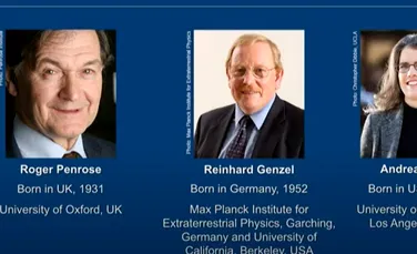 Laureații Nobelului pentru Fizică 2020 sunt Roger Penrose, Reinhard Genzel și Andrea Ghez