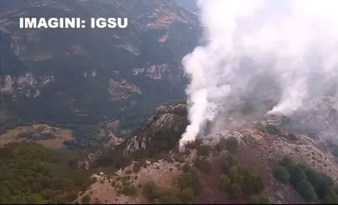 Incendiu în Parcul Naţional Domogled, 80 de pompieri încearcă să stingă focul