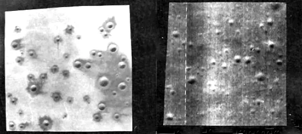 Hartă a craterelor de la Lake Crater (stânga) şi cele de pe Lună (dreapta)