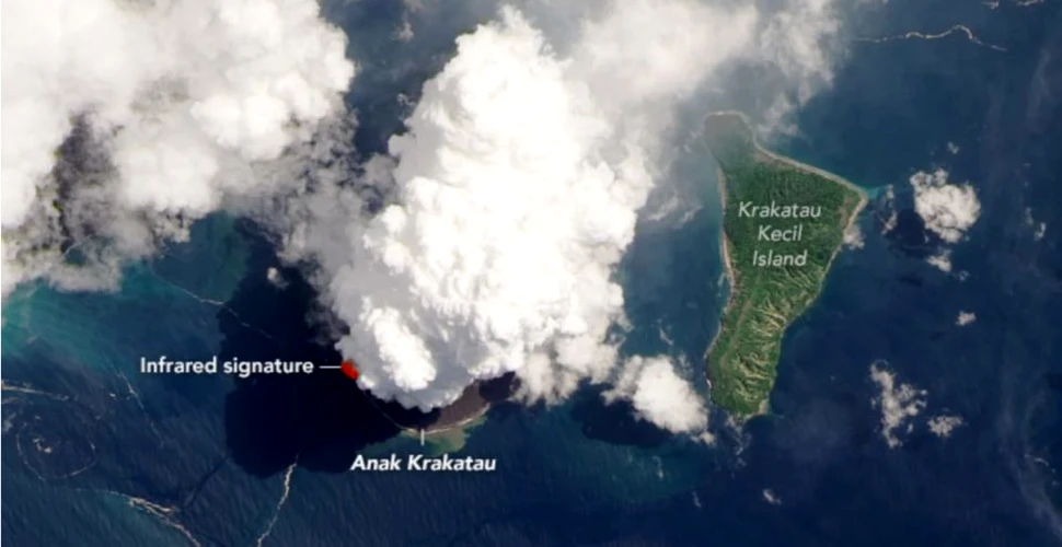 Imagini impresionante din satelit cu erupţia continuă a vulcanului Anak Krakatau din Indonezia