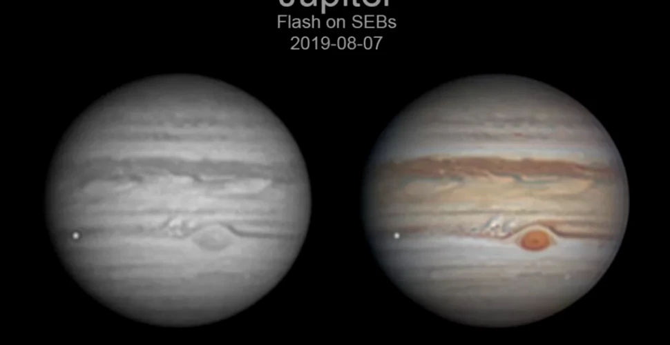 Un astrofotograf a surprins impactul unui posibil meteor cu suprafaţa planetei Jupiter