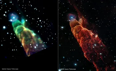 O „tornadă cosmică” a fost surprinsă de Telescopul Webb