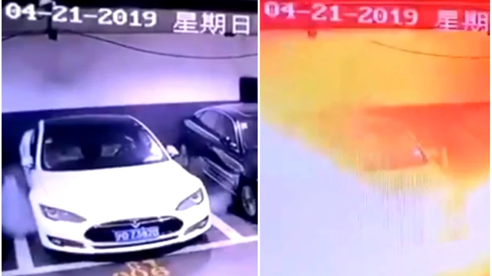 Motivul pentru care a luat foc maşina Tesla filmată într-o parcare subterană din Shanghai